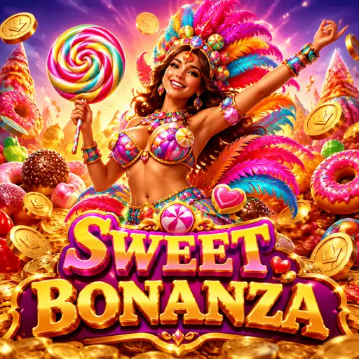 Slot colorido com frutas e doces em cascata